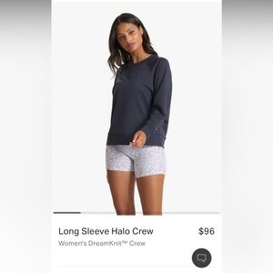 Vuori Long Sleeve Halo Crew, Midnight Heather, Size S, NWT